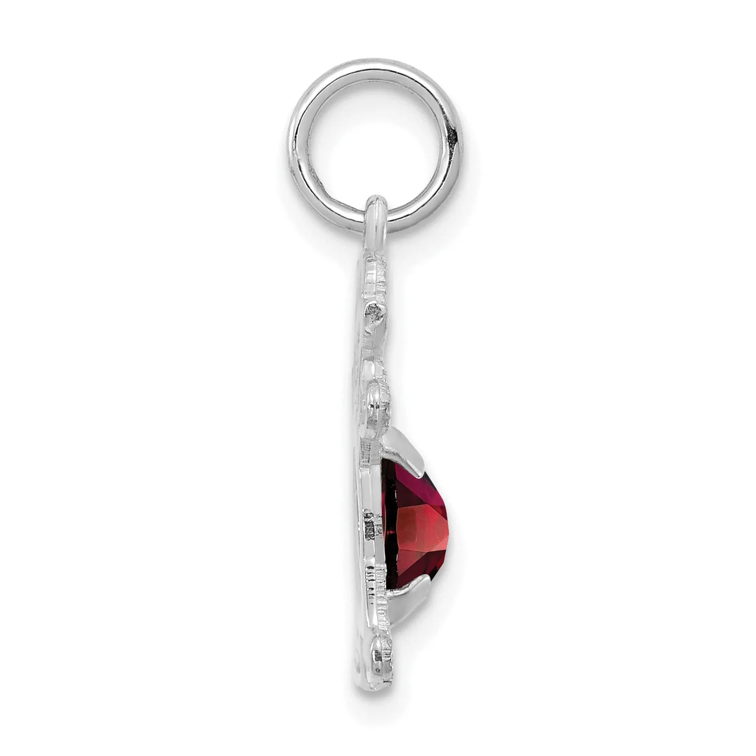 14k White Gold Girl Oval Genuine Garnet