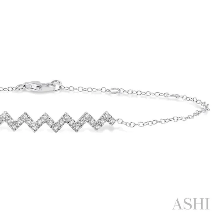 1/5 Ctw Zig-Zag Round Cut Diamond Link Chain Bracelet in 10K White Gold