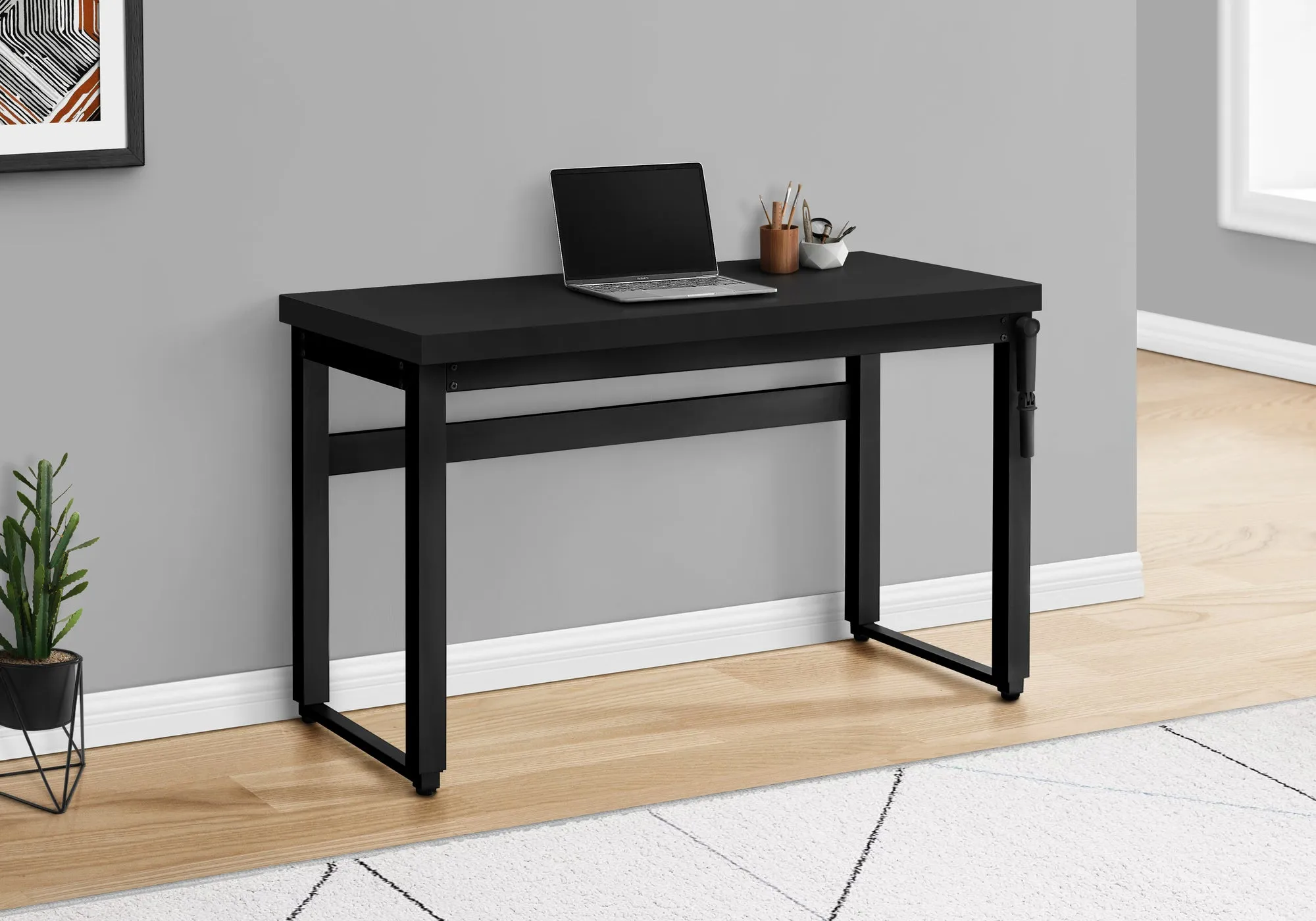 47" Adjustable Height Black Home Office Desk