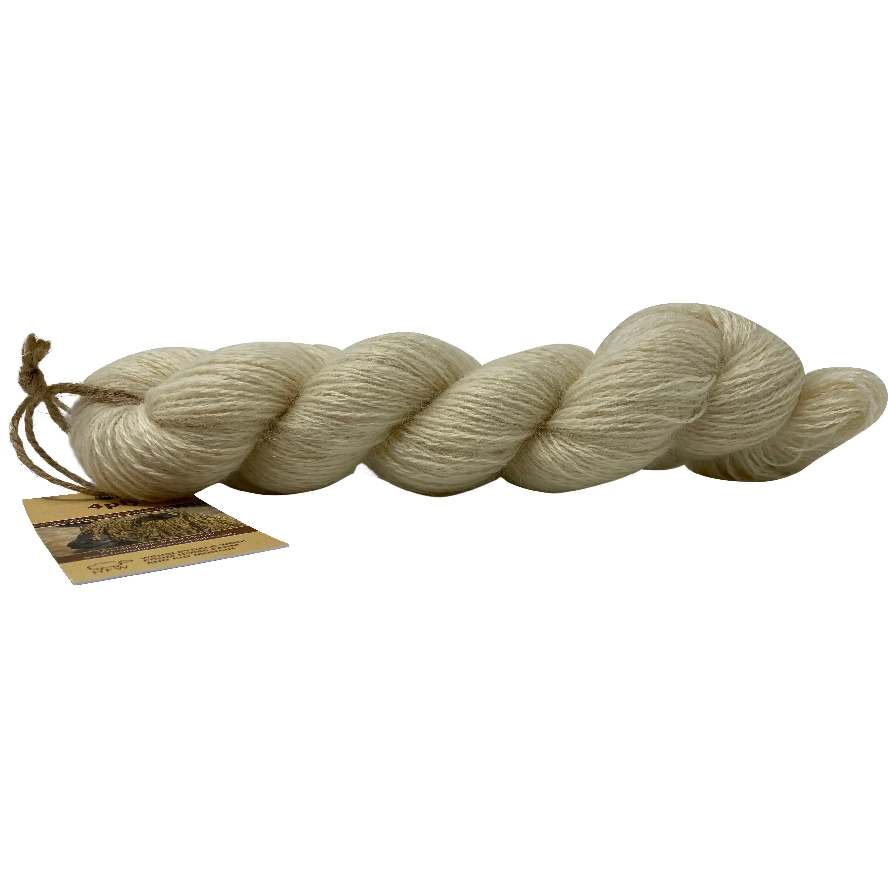 4ply (Fingering/Sports Weight) Kid Mohair and Wensleydale 100g (3.53 oz): Natural (undyed)