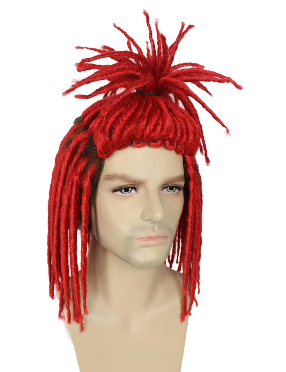 Adult Men's Red Dreadlock Wig| Perfect for Halloween| Flame-retardant Synthetic Fiber