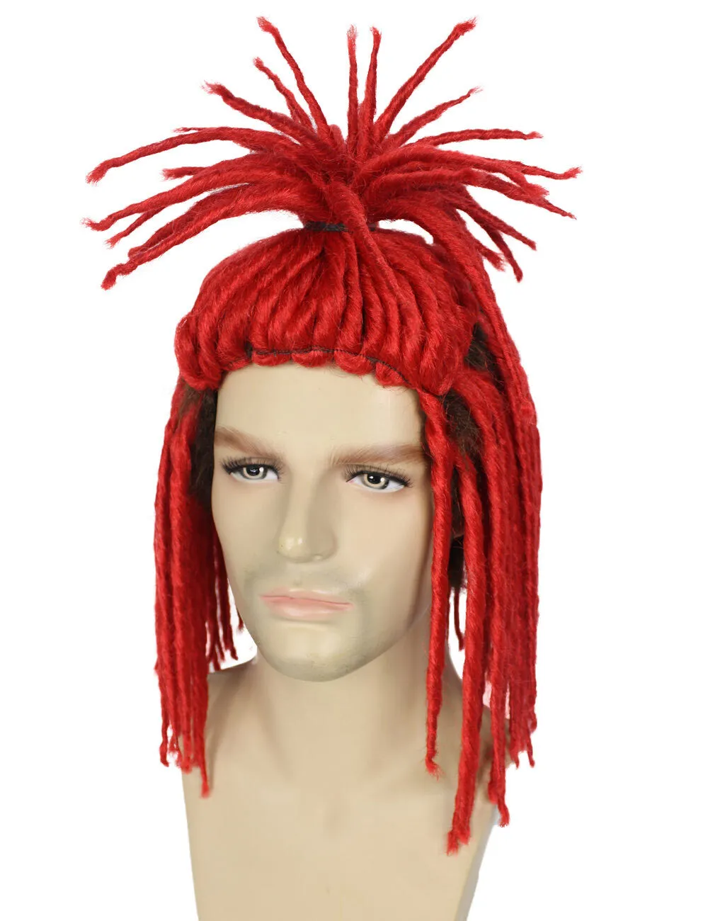 Adult Men's Red Dreadlock Wig| Perfect for Halloween| Flame-retardant Synthetic Fiber