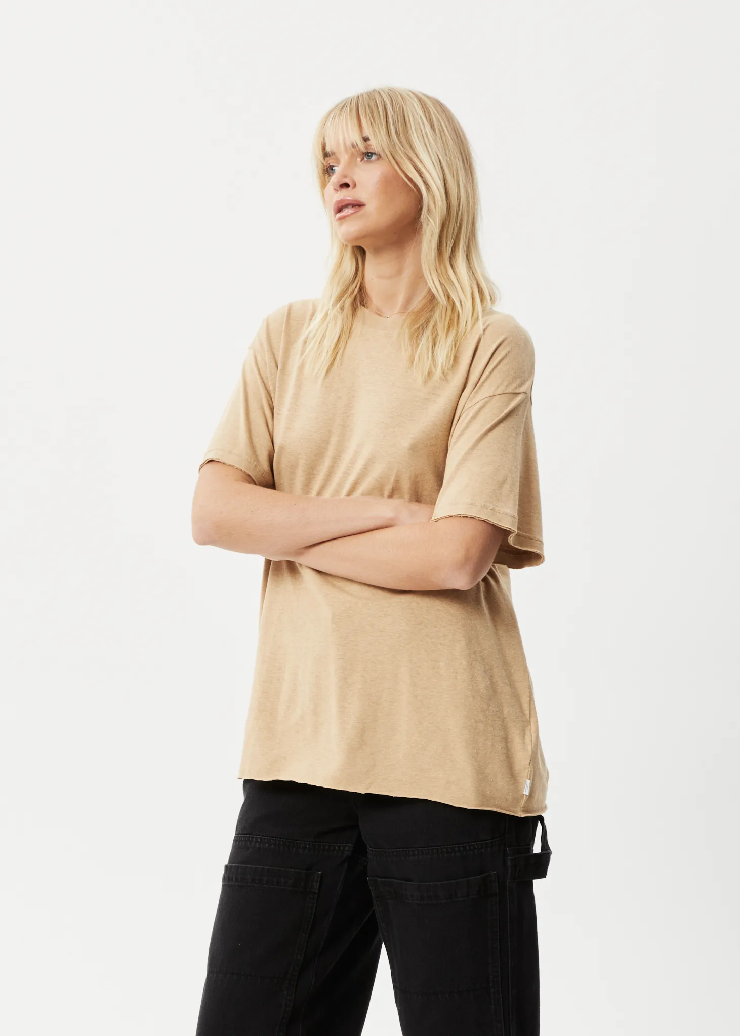 AFENDS Womens Slay - Oversized Tee - Tan