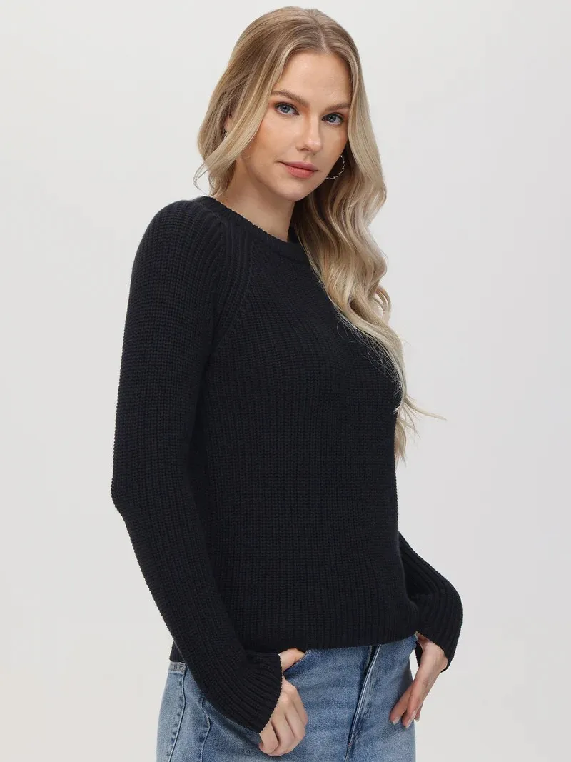 AME Jane Shaker Stitch Sweater in Black