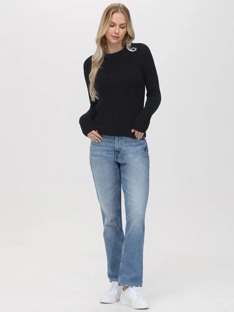 AME Jane Shaker Stitch Sweater in Black