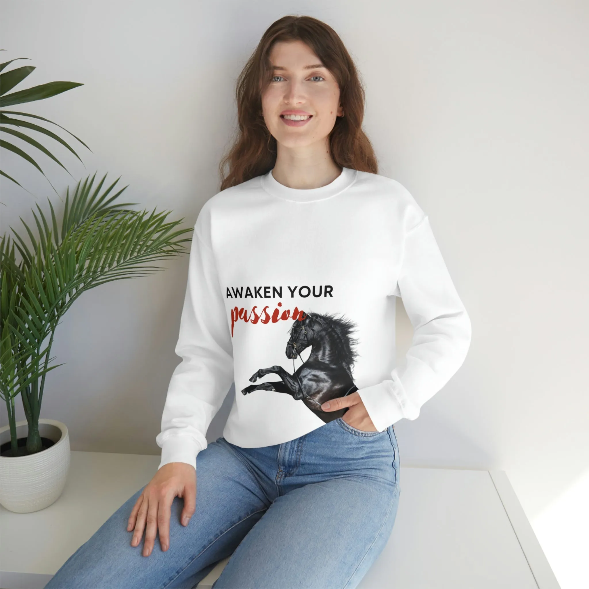 Awaken Your Passion Horse POD Unisex Heavy Blend Crewneck Sweatshirt