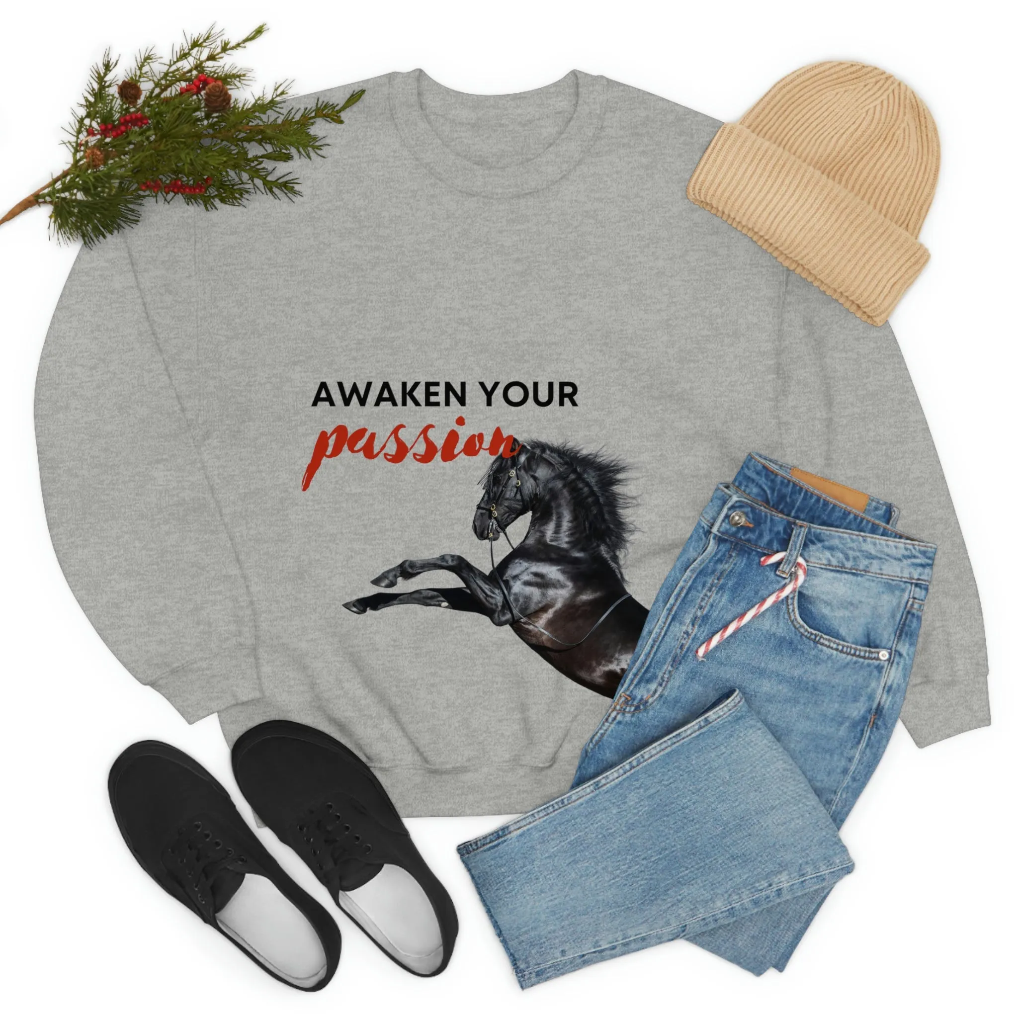 Awaken Your Passion Horse POD Unisex Heavy Blend Crewneck Sweatshirt