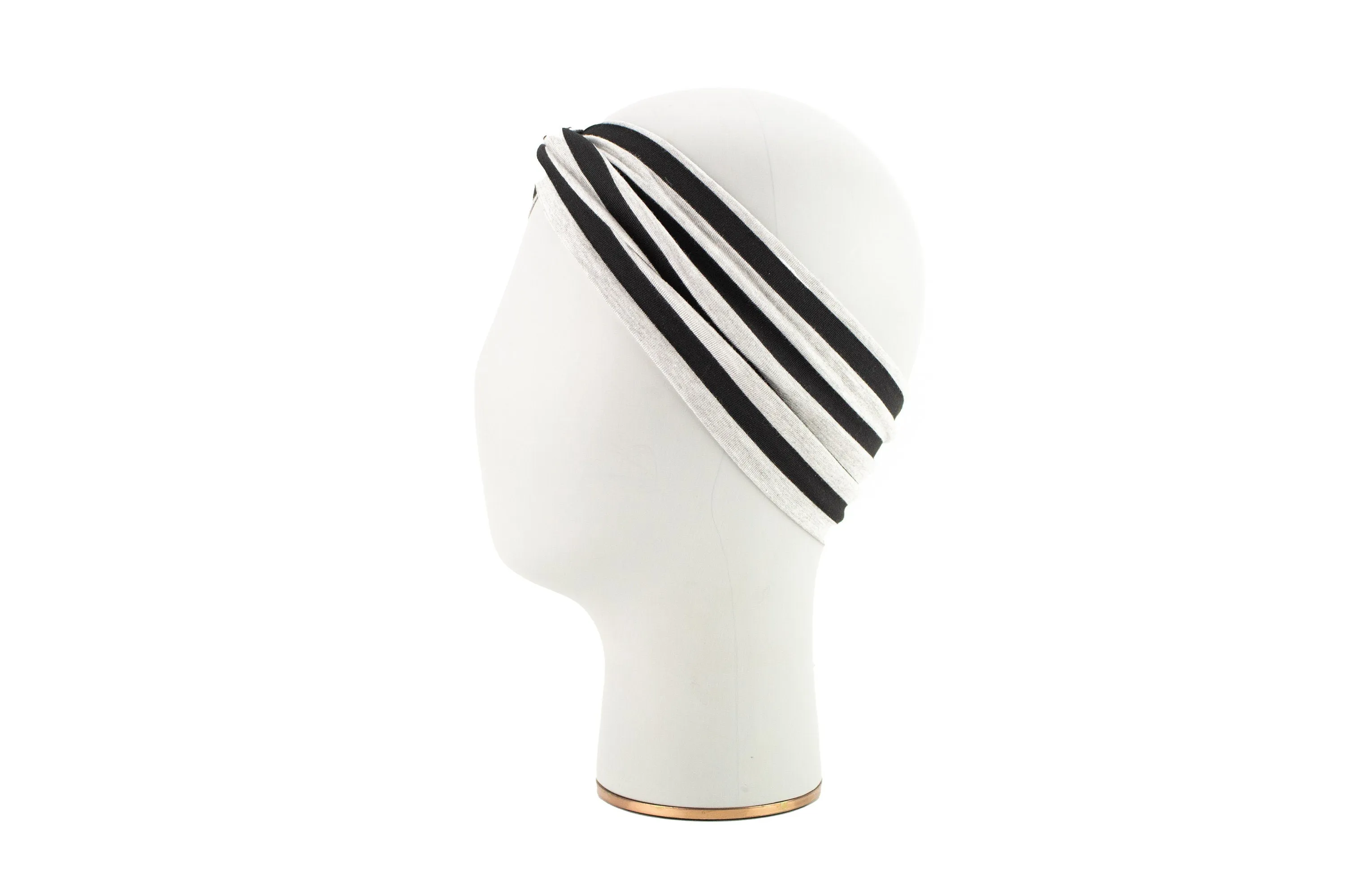 Black and Gray Stripe Knit Jersey Headband