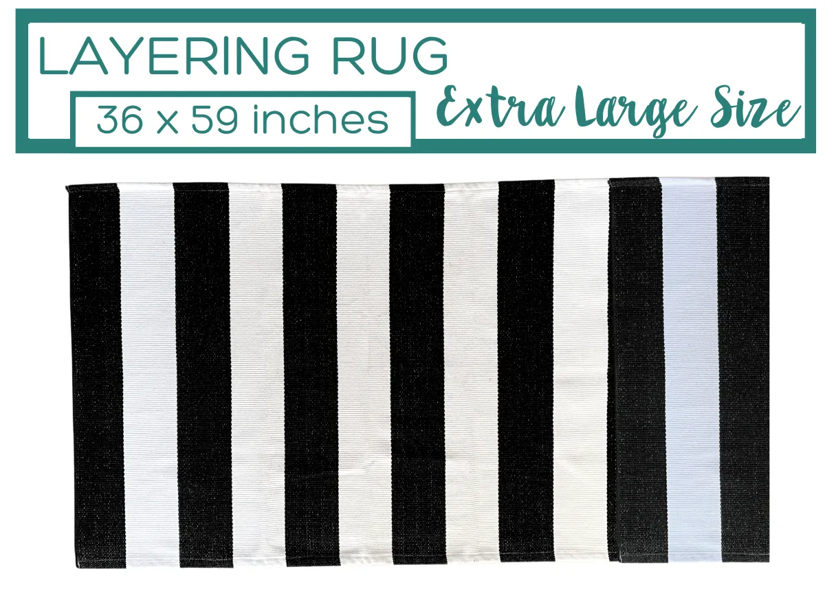 Black and White Striped Accent Rug