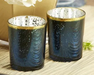 Blue Mercury Glass Tea Light Holder (Set of 4)