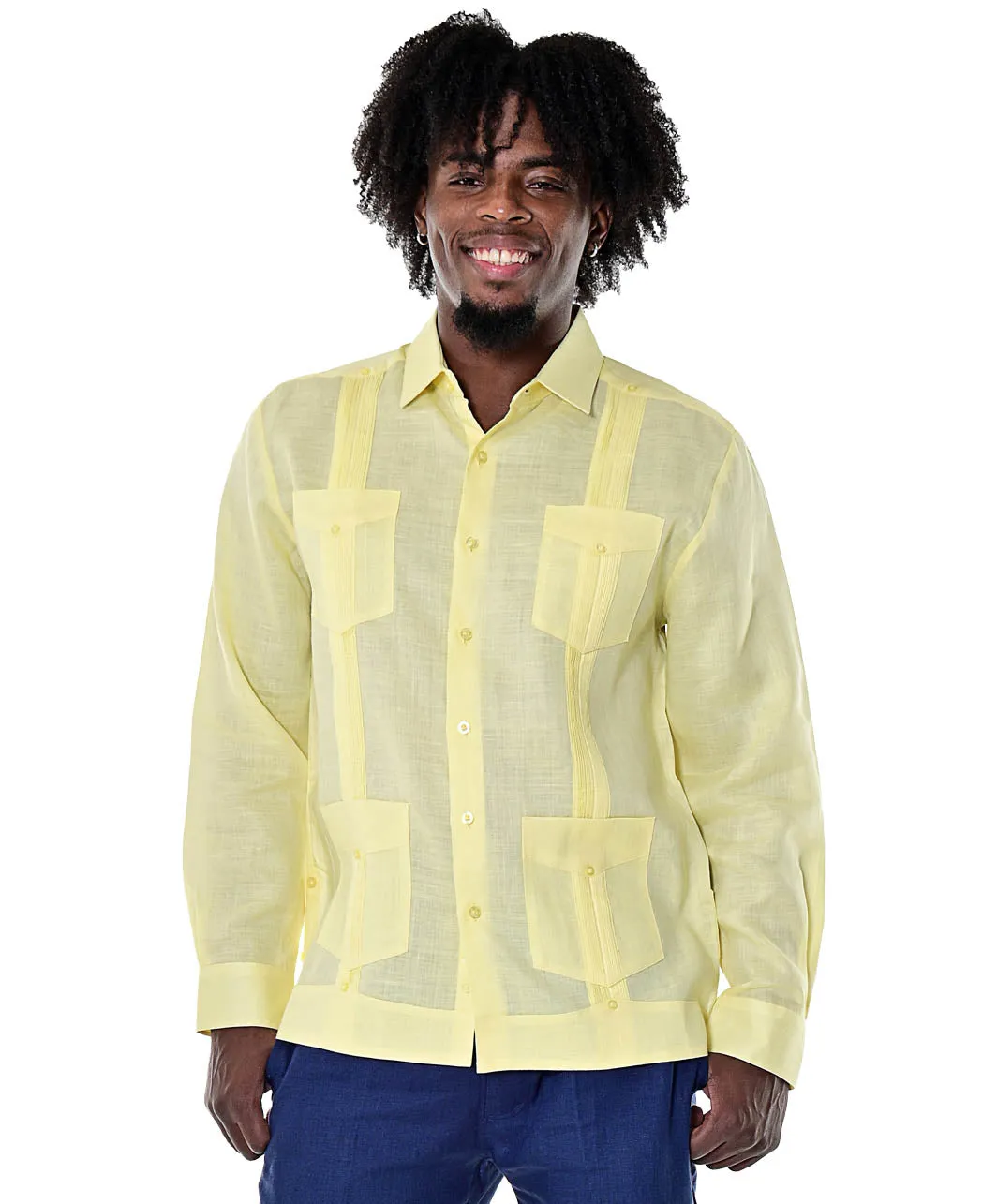 Bohio 100% Linen Traditional Guayabera Shirt for Men's 4 Pocket L/S in (7) Colors -MLS501