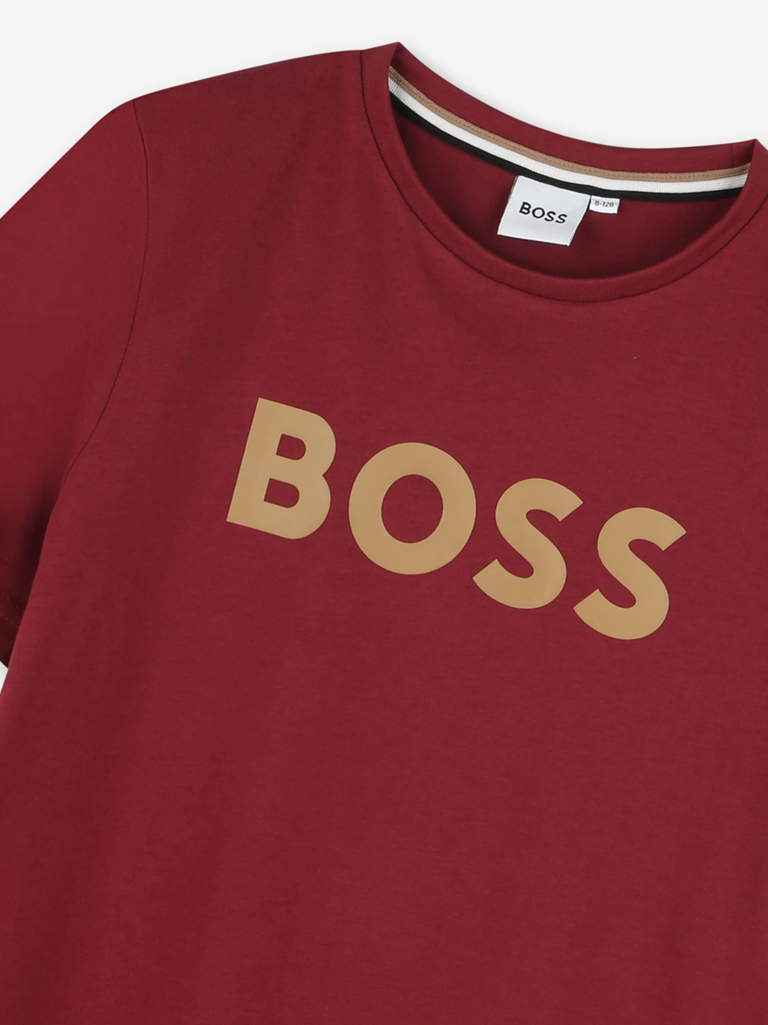 BOSS Boys Logo Print T-Shirt in Red