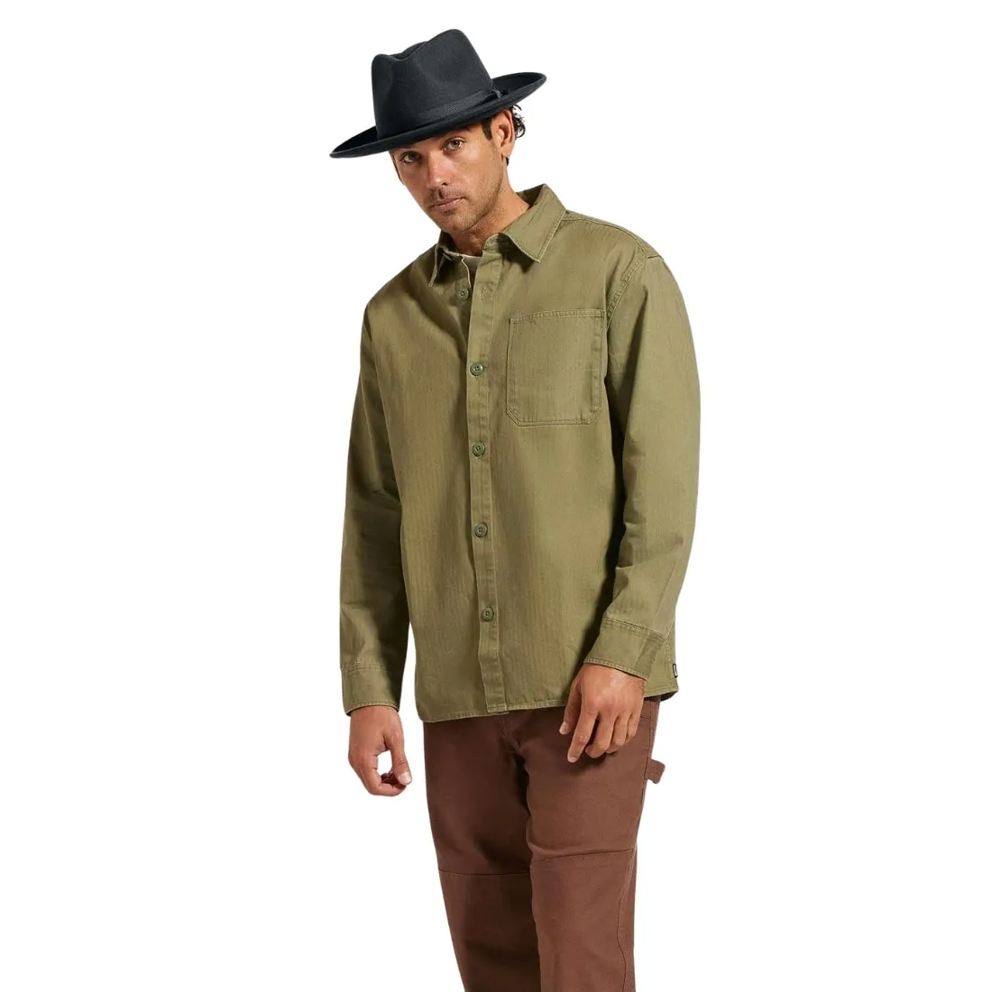 Brixton Selden Overshirt - Olive Surplus Worn Wash