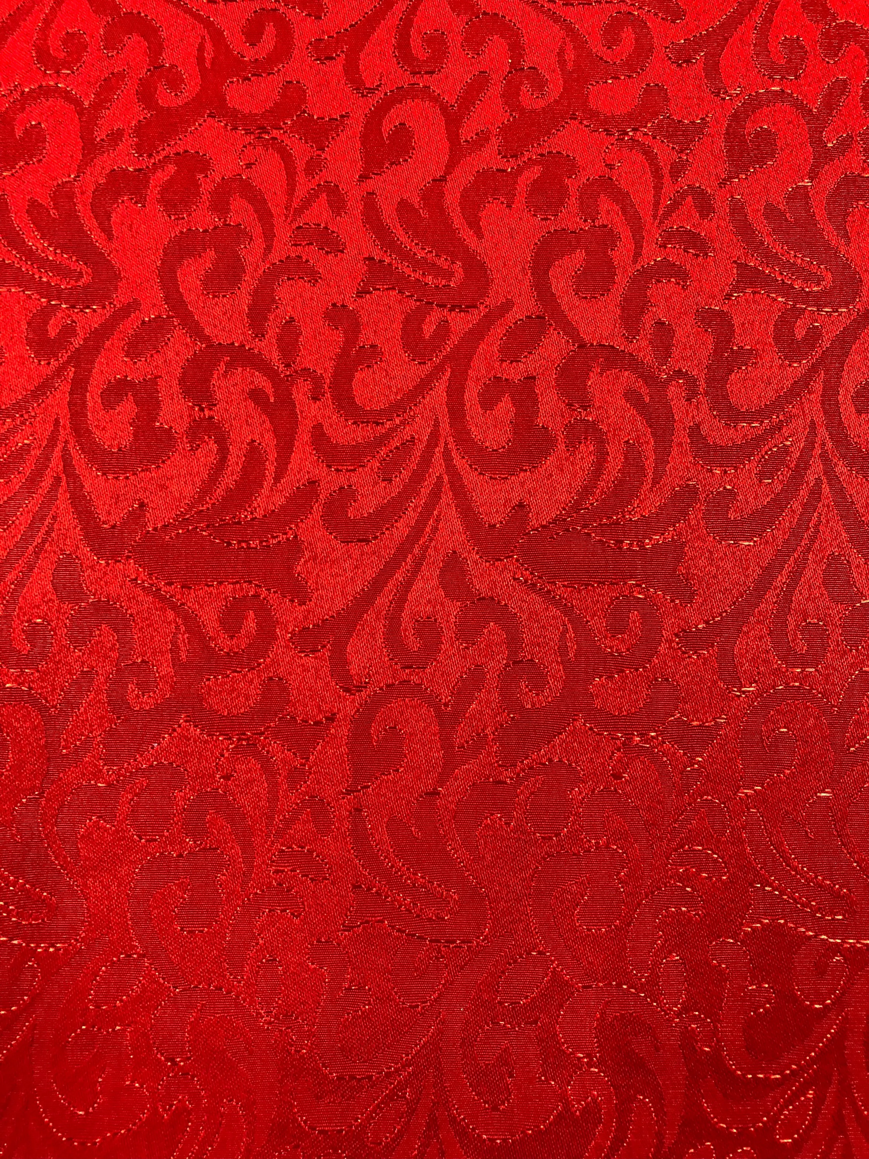 Brocade - 60-inches Wide Matte Chateaux Jacquard Bright Red