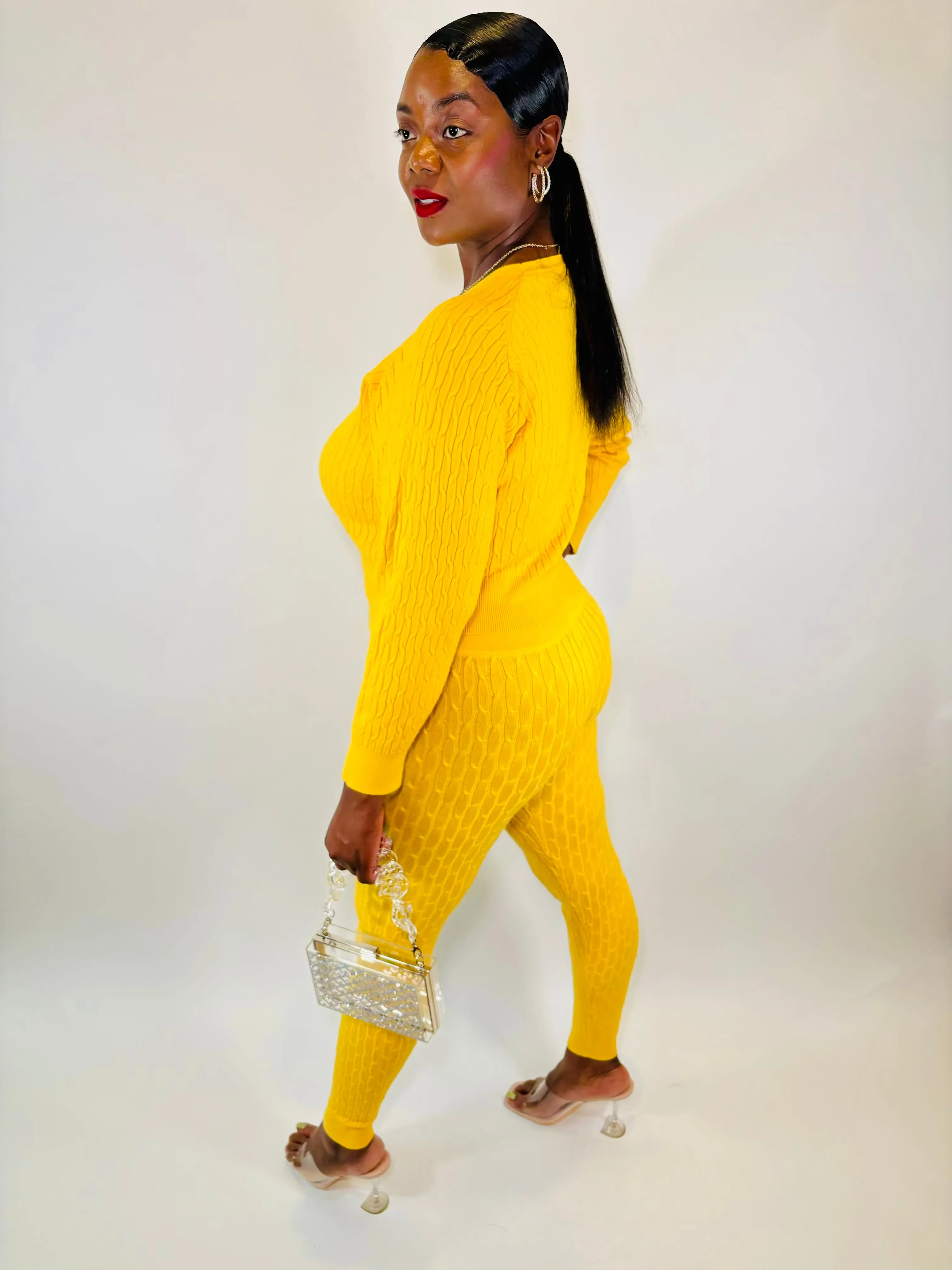 Butta Knit Set (Mango yellow)