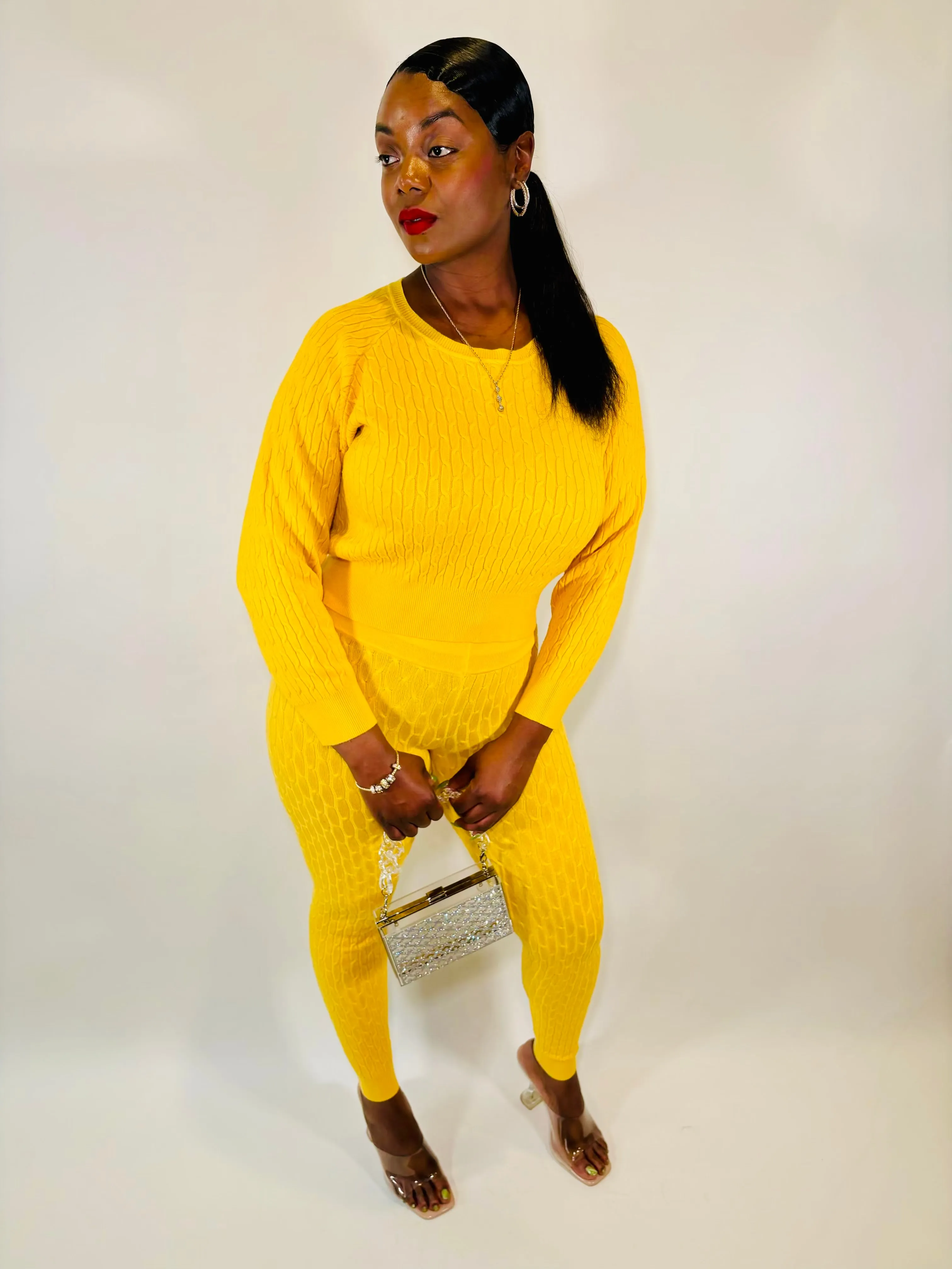 Butta Knit Set (Mango yellow)