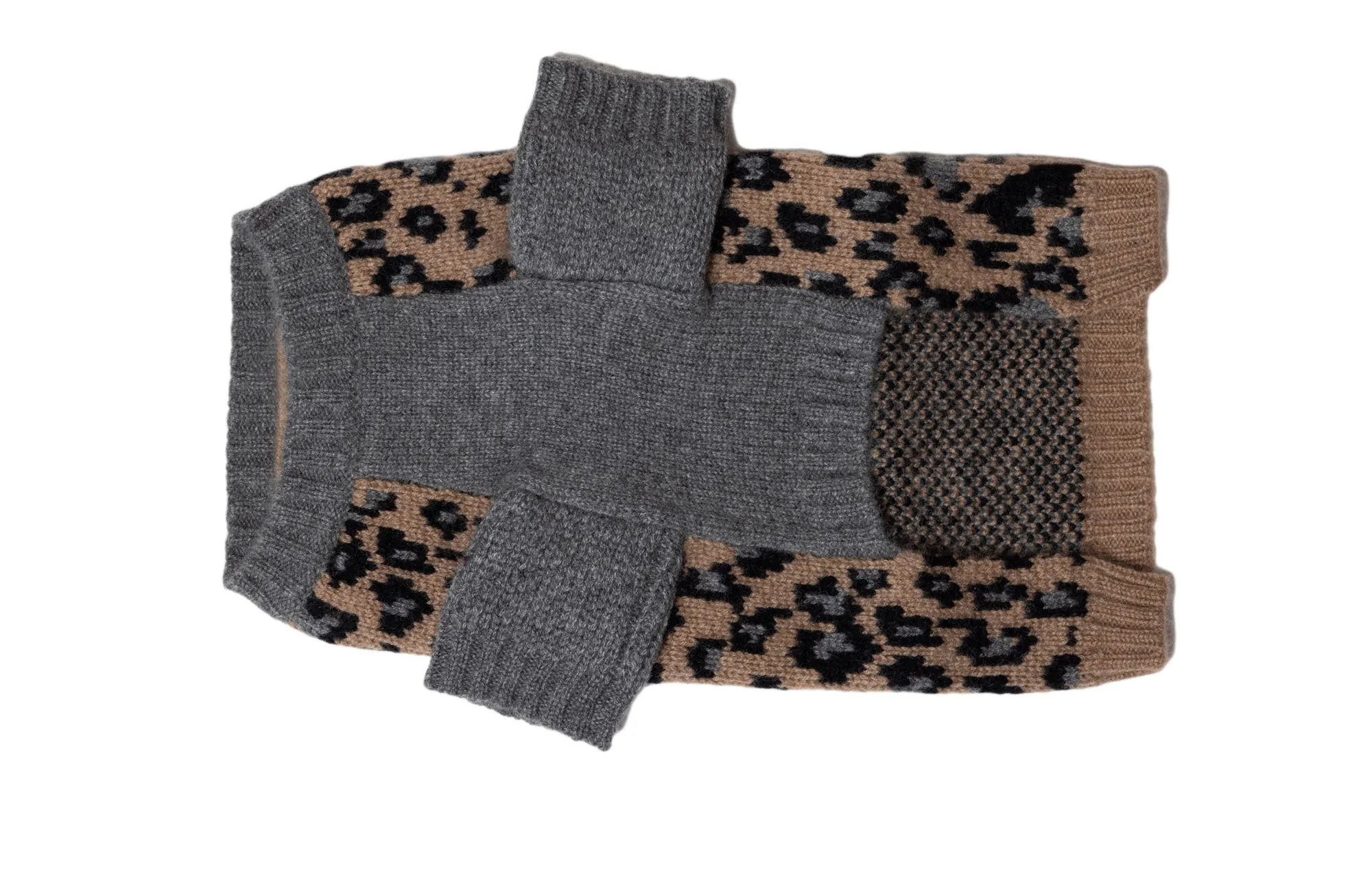 Cashmere Sweaters -  Leopard - Gray or Red Highlights