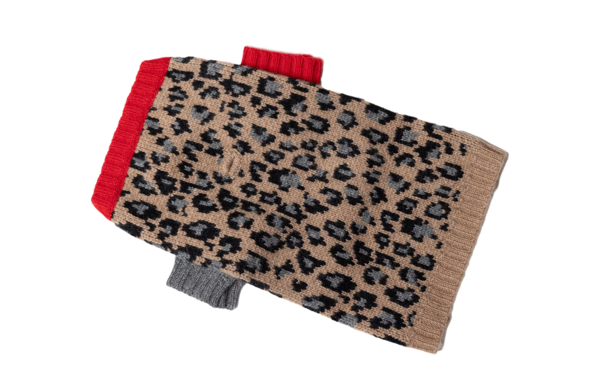 Cashmere Sweaters -  Leopard - Gray or Red Highlights