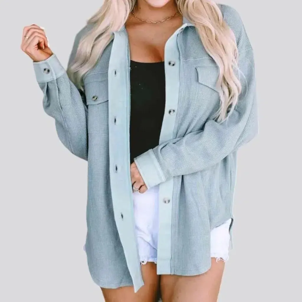 Color oversized denim jacket for women