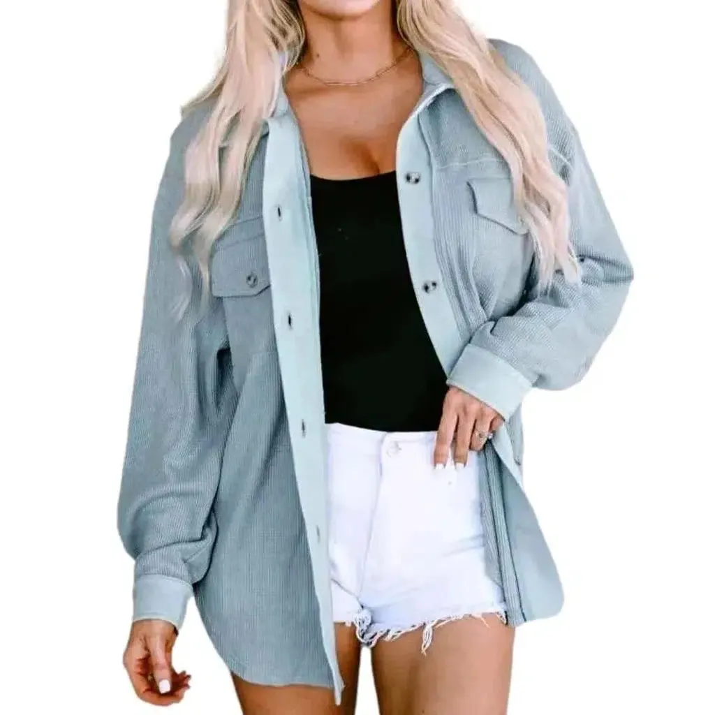 Color oversized denim jacket for women