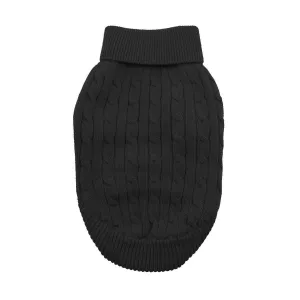 Combed Cotton Cable Knit Dog Sweater Jet Black