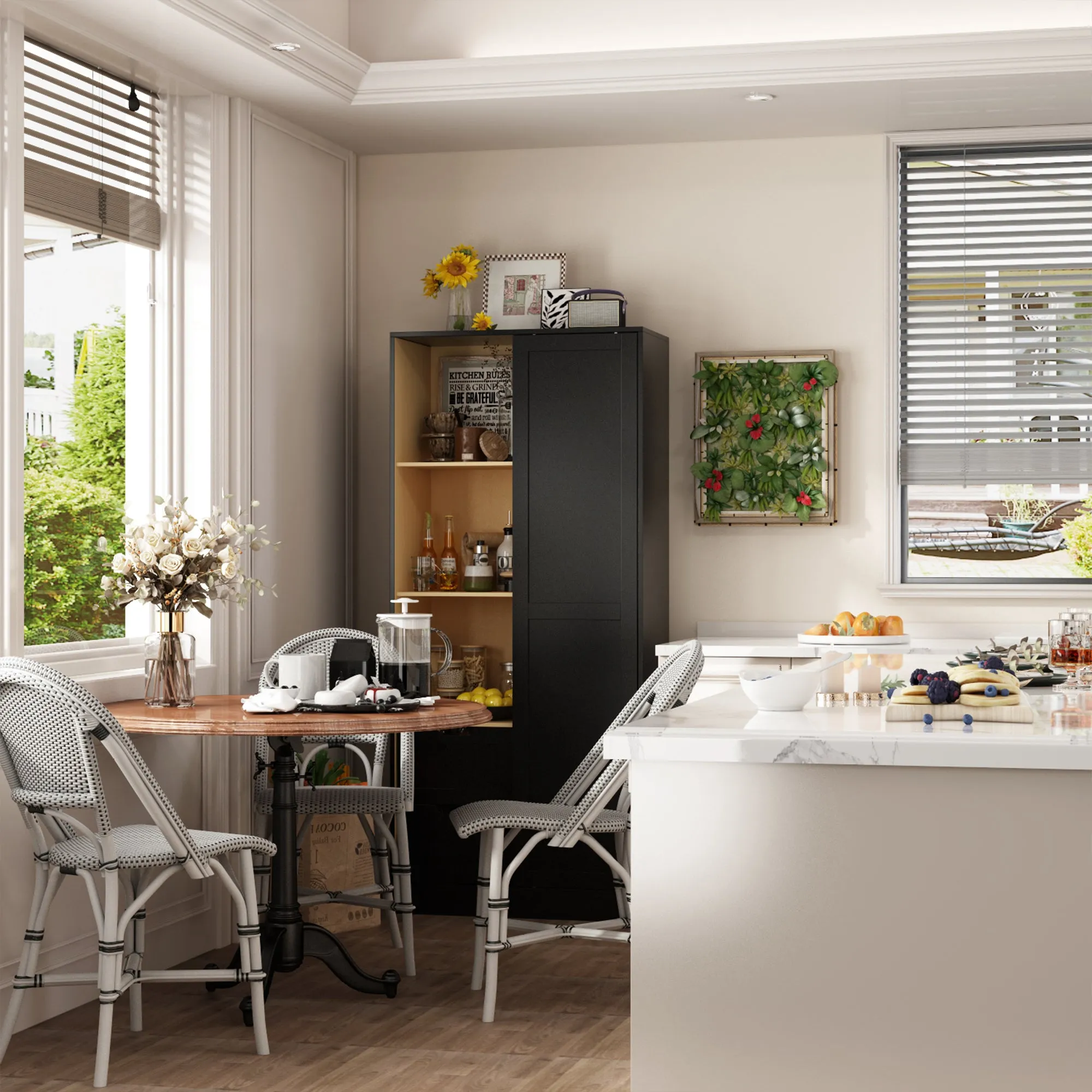 Contemporary/Modern Black Pantry with Wine Storage