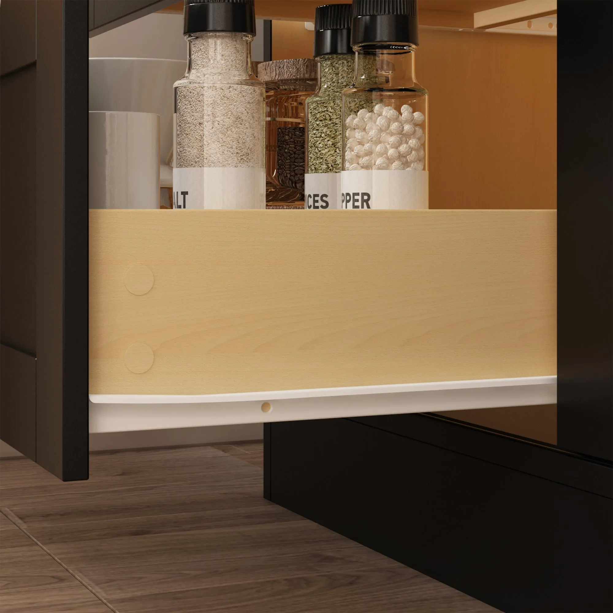 Contemporary/Modern Black Pantry with Wine Storage