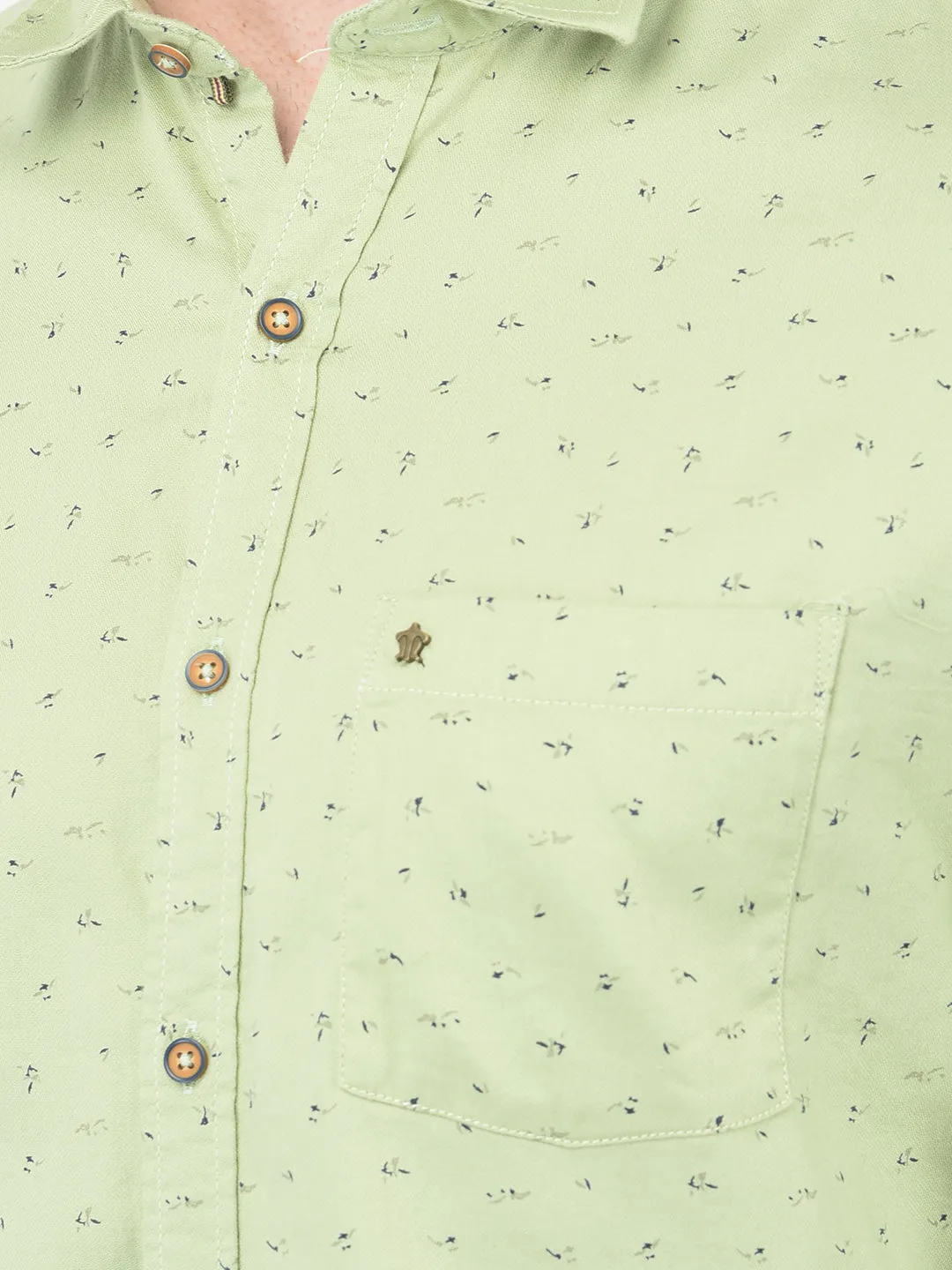 Cotton Green Slim Fit Printed Shirt