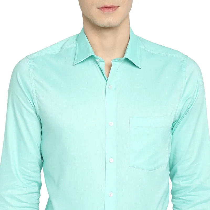 Cotton Solid Sky Blue Slim Fit Formal Shirt