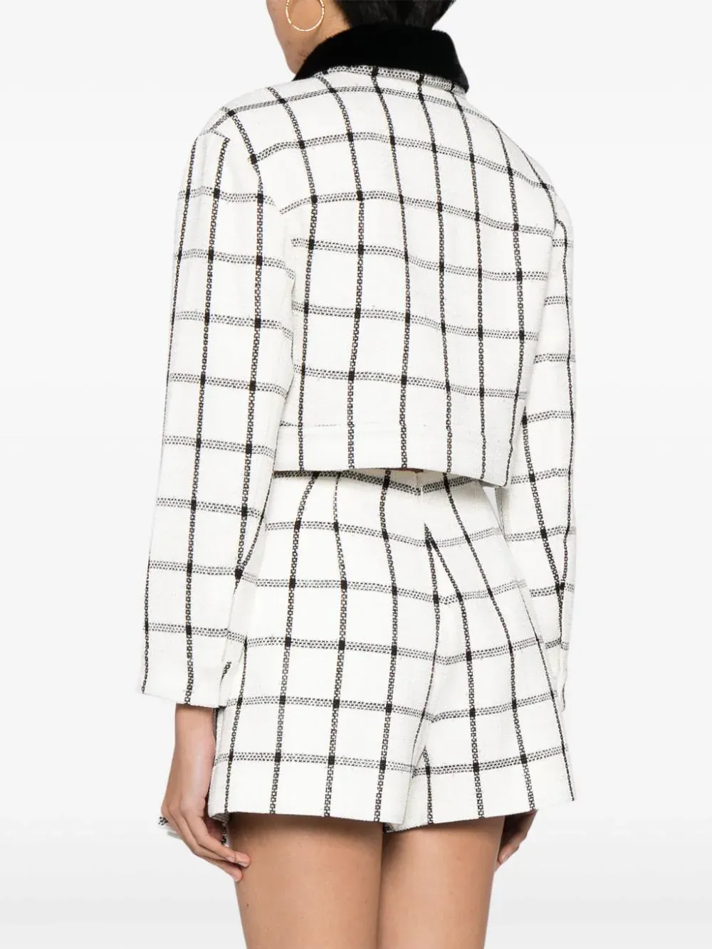 Cream Check Boxy Jacket