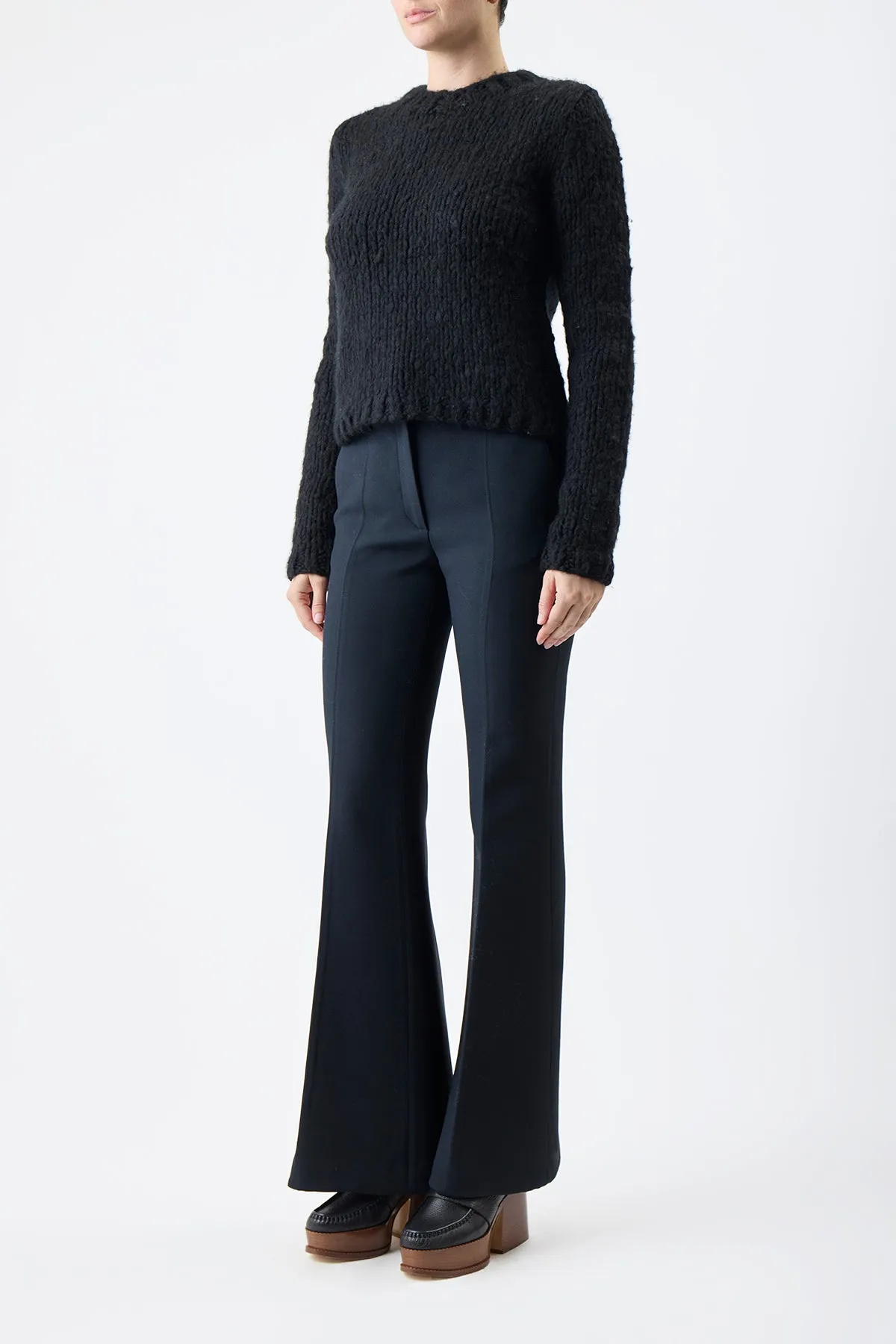 Dalton Knit Sweater in Black Welfat Cashmere