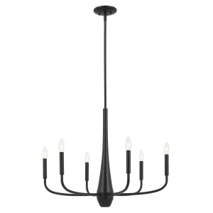 Deela 28" 6-Light Chandelier 1-Tier, Black Finish