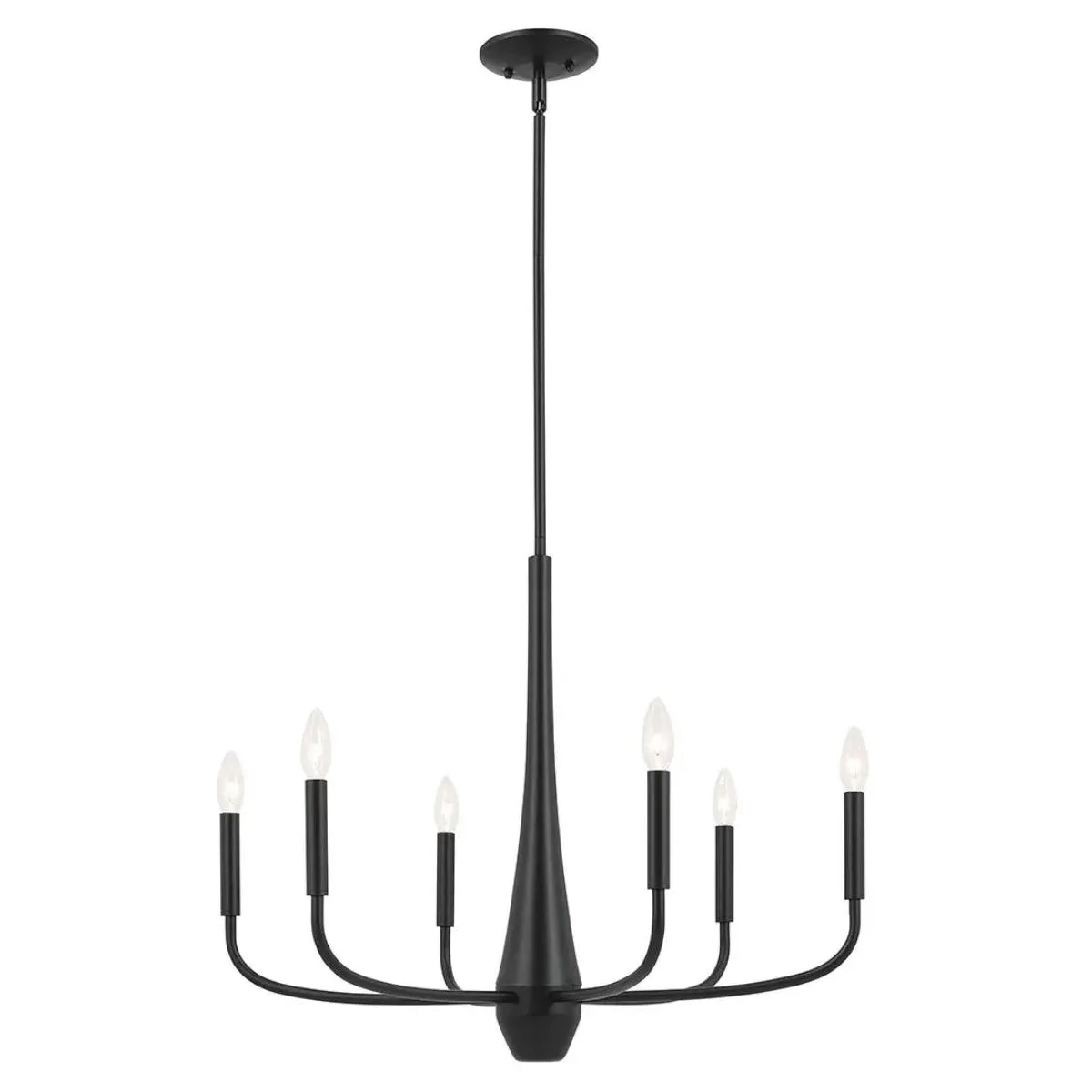 Deela 28" 6-Light Chandelier 1-Tier, Black Finish