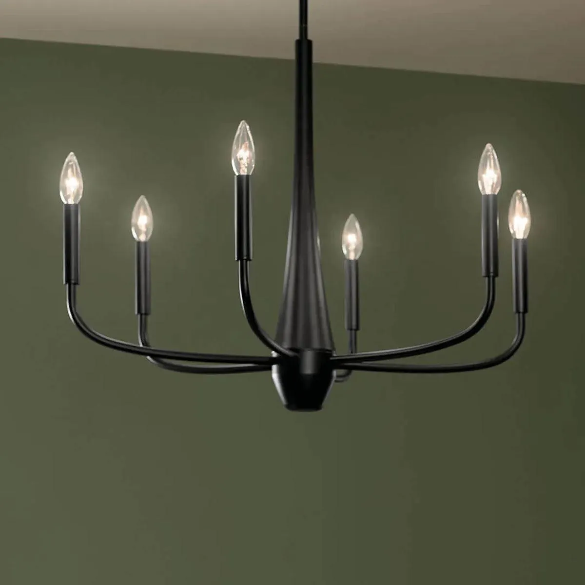 Deela 28" 6-Light Chandelier 1-Tier, Black Finish