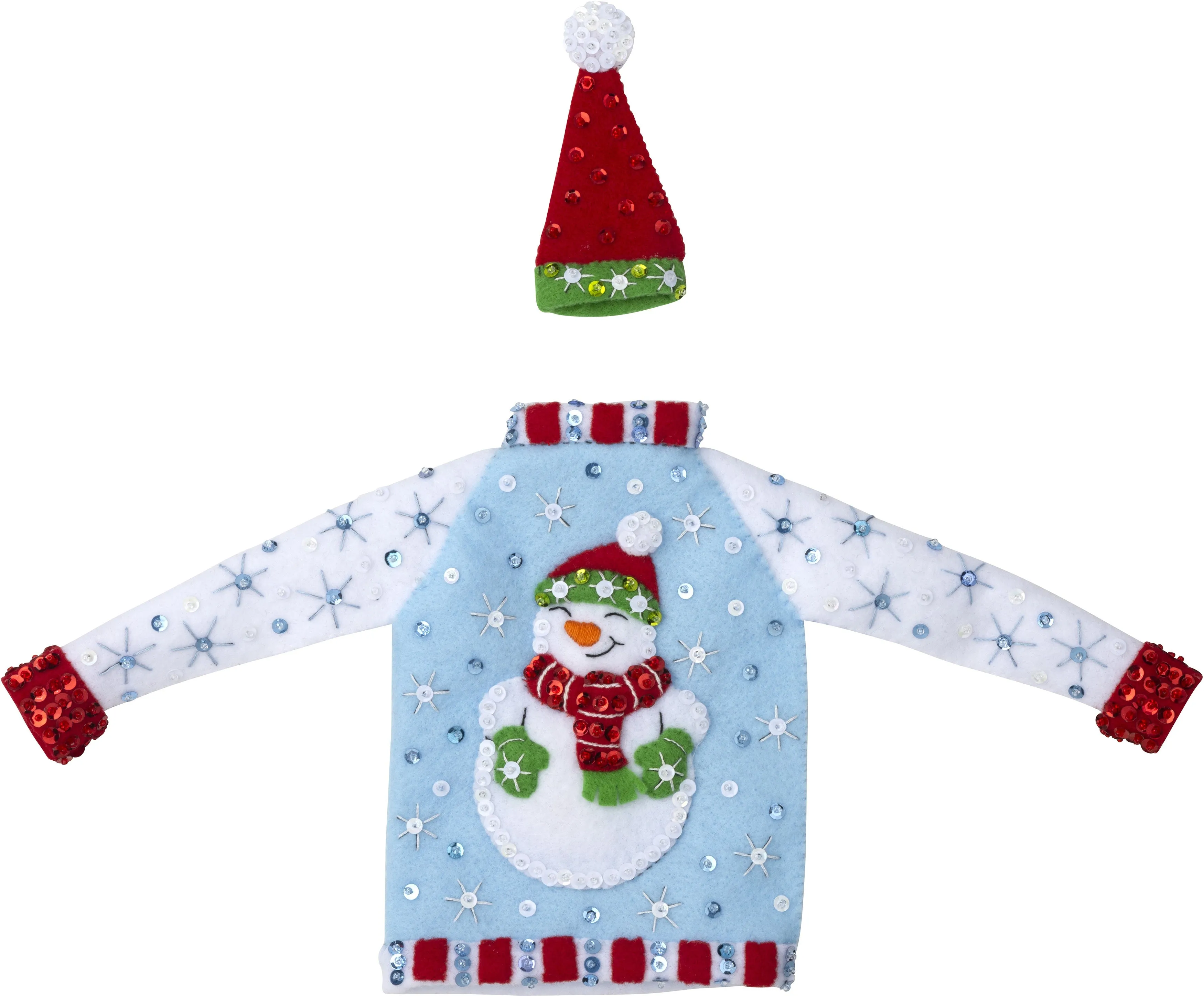 DIY Bucilla Holiday Sweaters Christmas Bottle Covers Felt Craft Kit