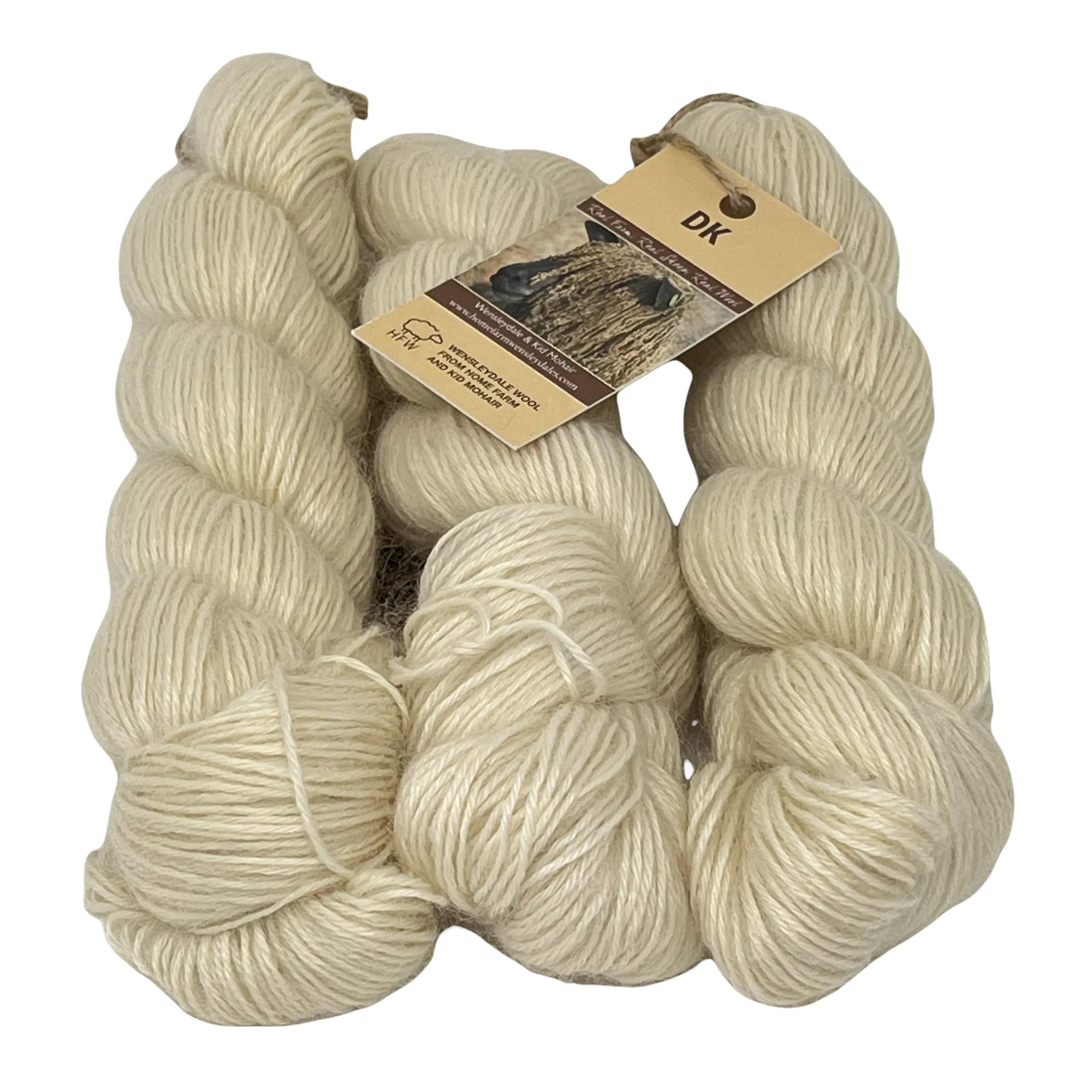 DK (8 Ply/Light Worsted) 300g (10.58 oz) Rare Breed Wensleydale and Luxury Kid Mohair Natural