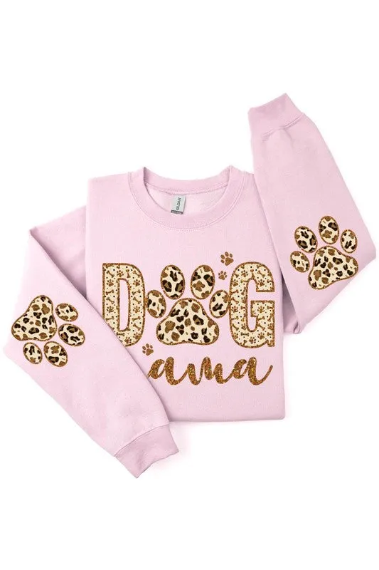 Dog Mama Elbow Printed Graphic Fleece Sweatshirt