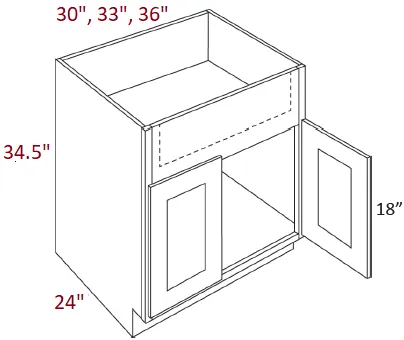 EB10-SB30-FS Elegant White Assembled 30" Farm Sink Base Cabinet