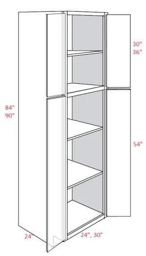 EB10-UC3024X90 Elegant White Assembled 30x90 Pantry Cabinet