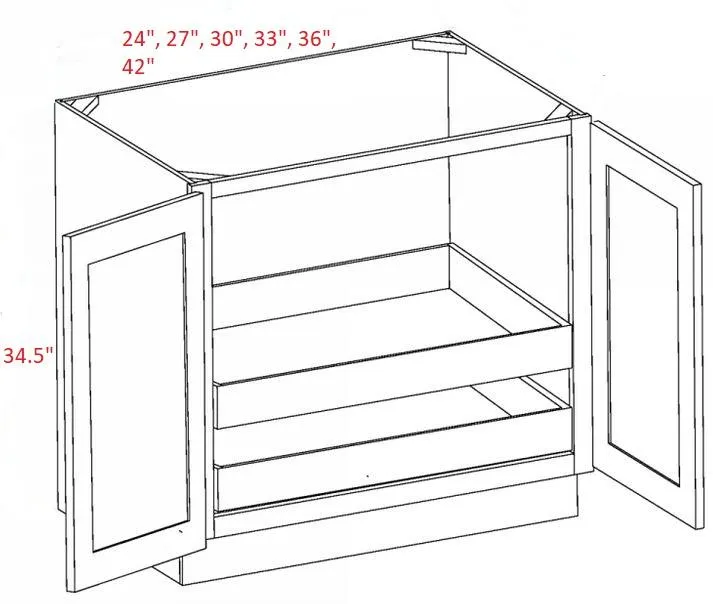 EB22-B36-POS2-FH Elegant Dove Assembled 36" Base Cabinet With Roll Outs