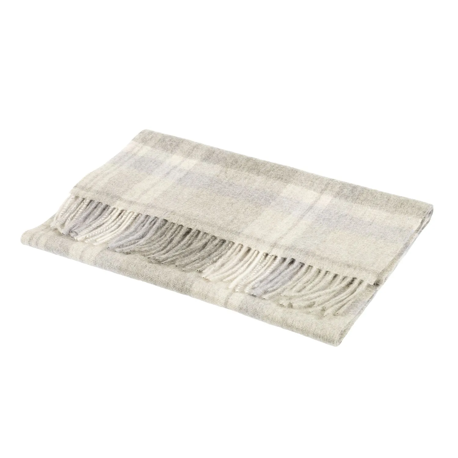 Edinburgh 100% Cashmere Wide Scarf  Molton Check Natural