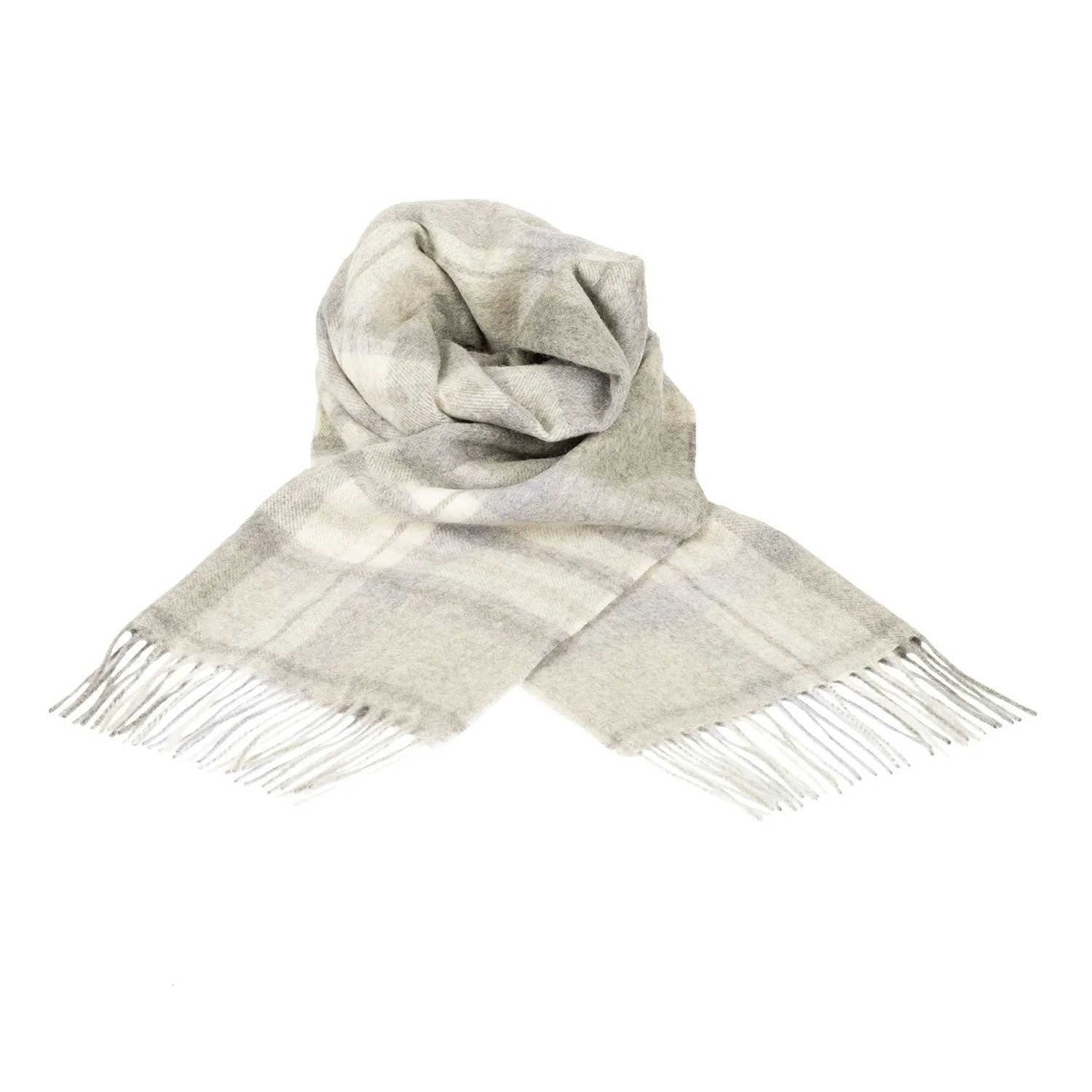 Edinburgh 100% Cashmere Wide Scarf  Molton Check Natural