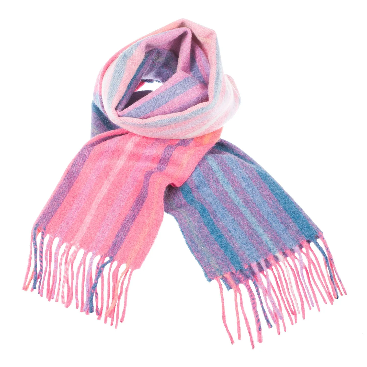 Edinburgh Cashmere Scarf  Barcode Check - Coral/Berry