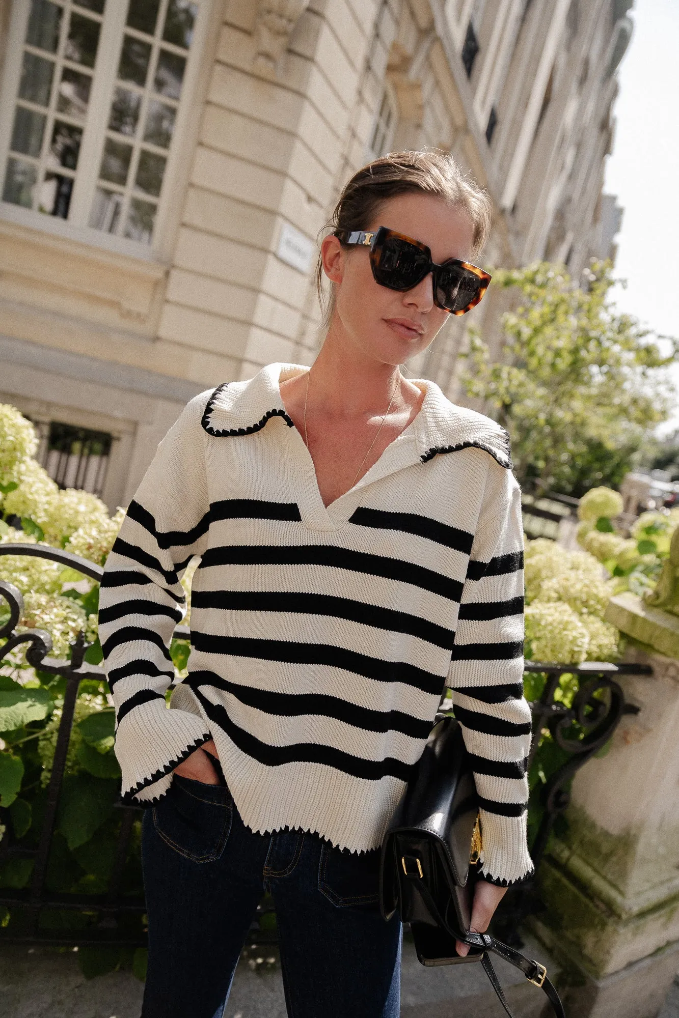 Fanny striped jumper ecru/black