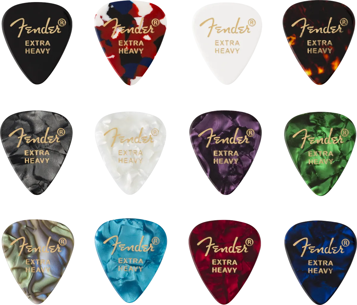 Fender 351 Celluloid Medley (12) Extra Heavy Picks