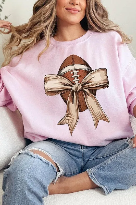 Football Bow Graphic Fleece Sweatshirts