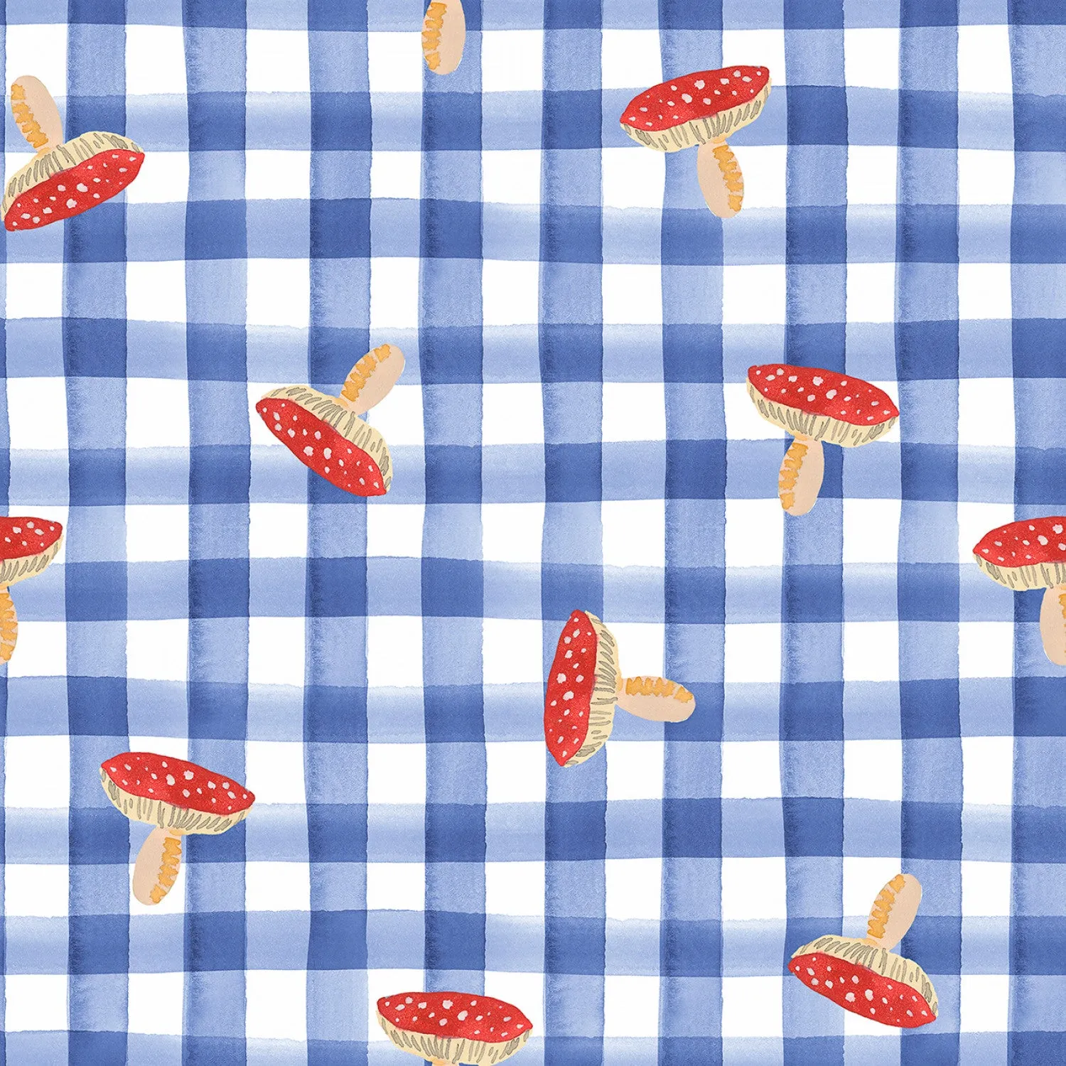 Garden Explorer | Toadstool Gingham - Indigo by Wee Blue Bell for Lewis & Irene | WB028