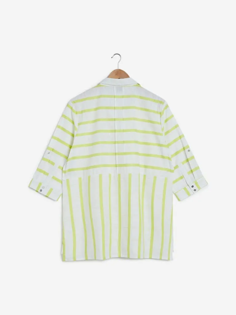 Gia Curves White Striped Shirt