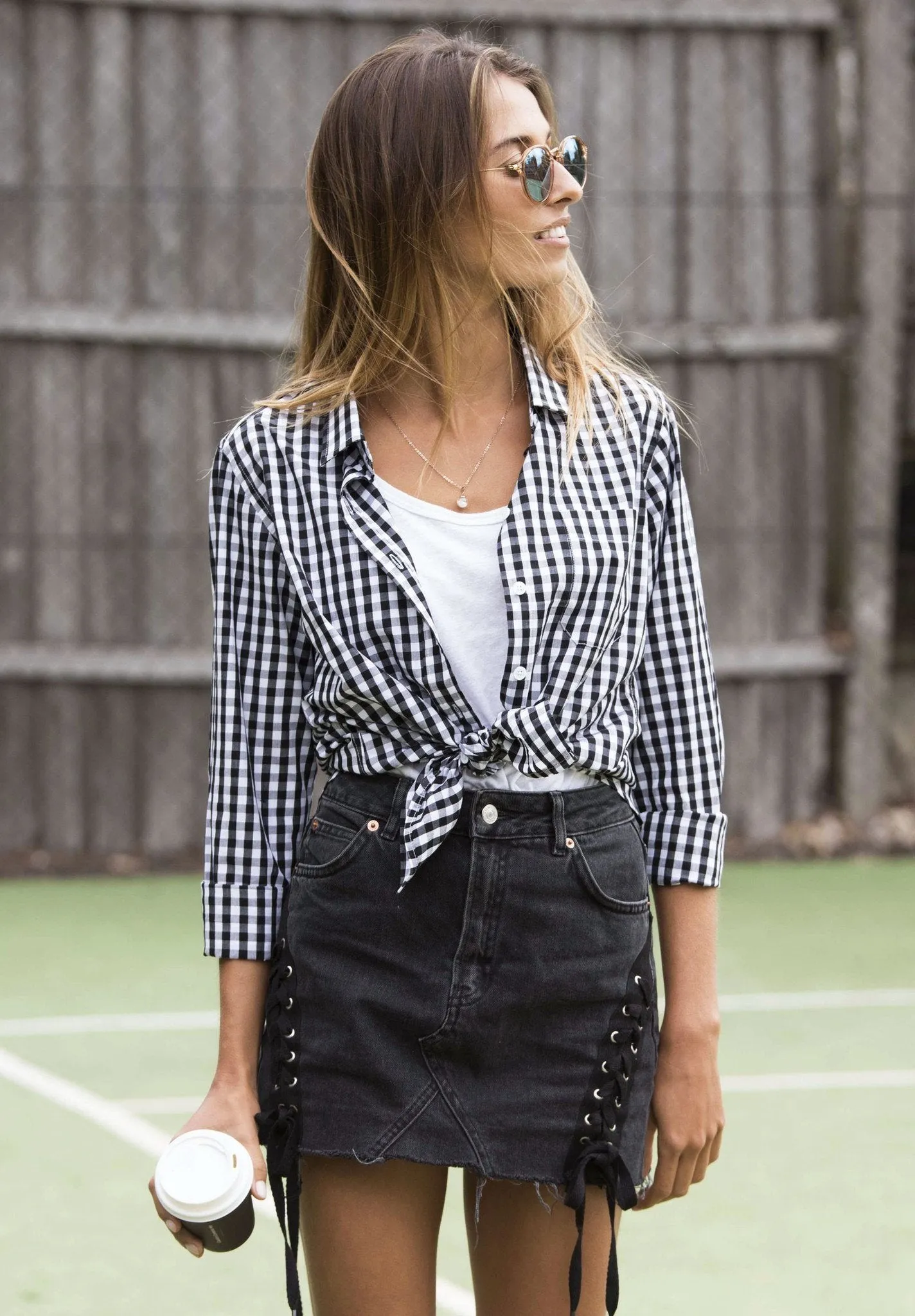 Gigi Black Gingham Relaxed Cotton Shirt