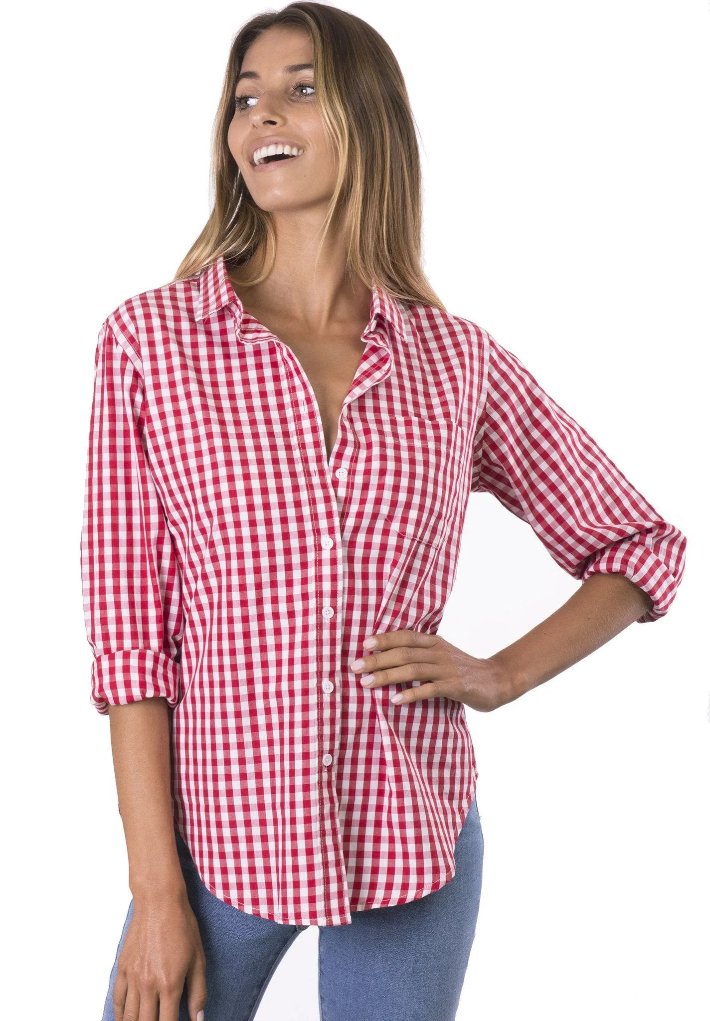 Gigi Red Gingham Relaxed Cotton Shirt